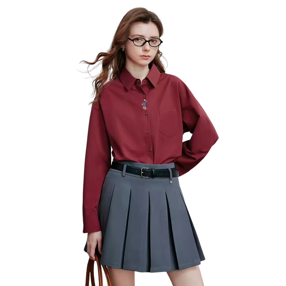 חולצה אלגנטית בורדו